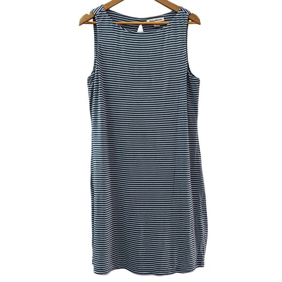 Tommy Bahama Cassia Open Back Blue Striped Jersey Knit Mini Dress Size Large - Picture 2 of 9
